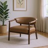 HomeRoots 33" Brown and Dark Brown Faux Leather And Wood Arm Chair - 2 of 4
