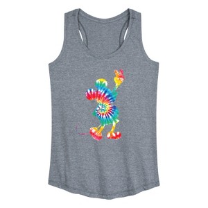 Women's - Disney - Mickey Silhouette Peace Tie Dye Graphic Racerback Tank - 1 of 4
