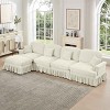 L-Shaped Sectional Sofa with Ottoman, 4-Seater Sofa with Removable Ruffle Skirt and Flared Arms, Chenille Sofa with Cushion-Coolbibila - 3 of 4