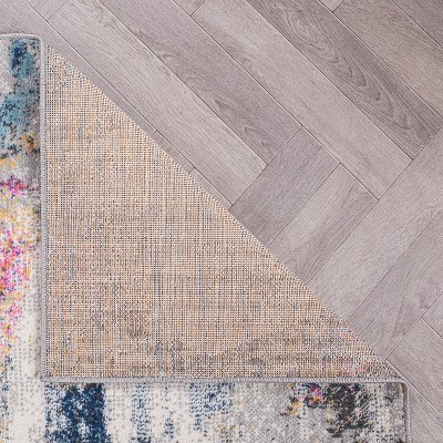 Distressed Multicolor Abstract Watercolor 5' x 7' Synthetic Area Rug