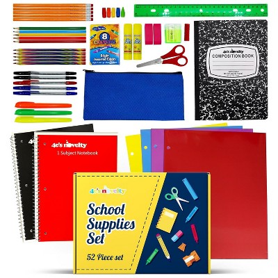 4E's Novelty 44 Piece Schools Supplies Kit, Back to School Supply Box with Essential Student Kits