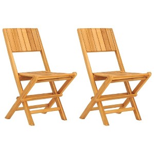 vidaXL Folding Garden Chair Set of 2 Teak Solid Teak Wood Regular - Without Armrest 2 - 1 of 4
