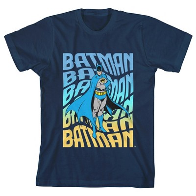 Batman Curved Text Youth Boy's Navy T-shirt-xl : Target