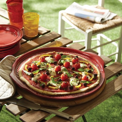 Charcoal Ceramic Round Ridged 14.5" Pizza Stone