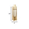 HomeRoots 16" Gold Distressed Aluminum Geometric Tabletop Pillar Candle Holder - 3 of 4
