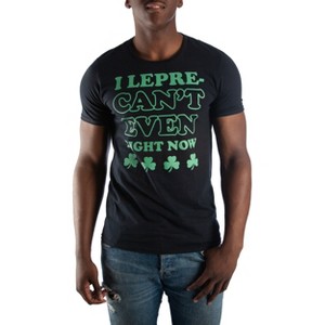 Irish I Lepre-Can't Even Right Now Shamrock Men's Black T-Shirt Tee Shirt - 1 of 1