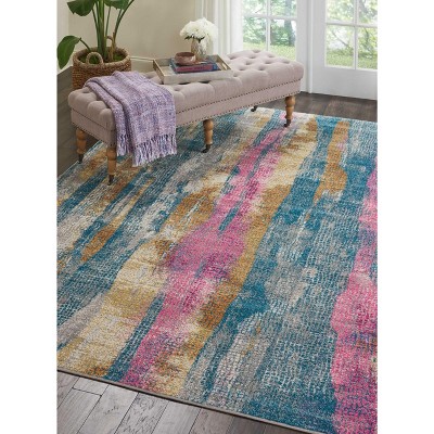 Reversible Grey and Multicolor Geometric 8' x 10' Synthetic Area Rug