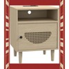 Garvee Rattan Nightstand with USB Ports - 2-Tier End Table for Living Room & Bedroom, Natural Wood Top, Convenient Charging Station - 2 of 4