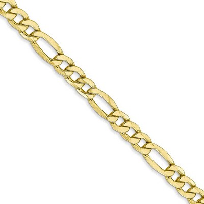Black Bow Jewelry 10k Yellow Gold 5.35mm Hollow Figaro Chain Necklace