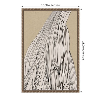Abstract Black Ink Lines on Beige Canvas Framed Wall Art