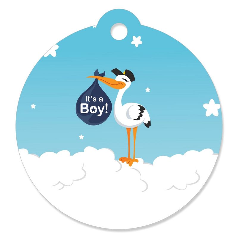 Big Dot of Happiness Boy Special Delivery - Blue It's A Boy Stork Baby Shower Favor Gift Tags (Set of 20), 1 of 5