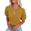 Women's Round Neck Short Sleeve Sweater Summer Casual Puff Sleeve Pullover Knit Top - 2 of 4