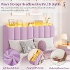 TackView Bed Frame with Storage Headboard,Boucle Upholstered Platform Bed with 2 Drawers, Chic Wavy Headboard with Bookcase, No Box Spring Needed - 2 of 4