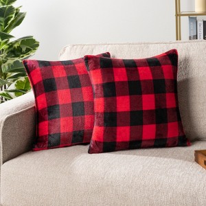 PAVILIA Set of 2 Throw Pillow Covers, Decorative Velvet Square Cushion Cases for Bed Sofa Couch Bedroom Living Room - 1 of 4