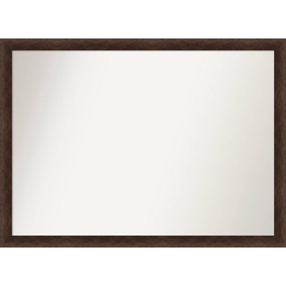 41"x30" Non-Beveled Narrow Wood Bathroom Wall Mirror Warm Walnut - Amanti Art: Modern Rectangular Vanity, Wall Mounted
