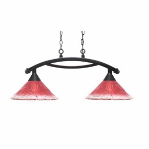 Toltec Lighting Bow 2 - Light Island Pendant Light in  Black Copper with 12" Raspberry Crystal Shade - 1 of 1