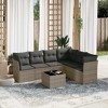 vidaXL Patio Sofa Set with Cushions Outdoor Furniture 6 Piece Poly Rattan - Gray With Table - 2 of 4