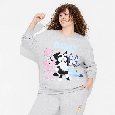 Women's Bluey and Friends Graphic Sweatshirt - Heather Gray 1X