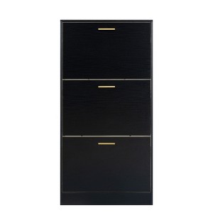 RISOKEYS Freestanding Shoe Cabinet with 3 Flip Drawers,Wooden Shoe Rack,Entryway Floor Shoe Cabinet for Entryway,Foyer,Hallway - 1 of 4
