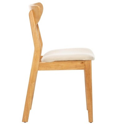 Transitional Retro High-Back Side Chair in Natural Wood & White Cushion