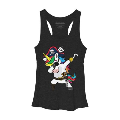 Women's Design By Humans Dabbing Dance Pirate Unicorn Gifts Funny Halloween Costume Gift By lukesstore Racerback Tank Top
