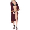 LA LEELA Women's Summer Beach Open Front Vacation Beachwear Long Bathing Suit Slouchy Duster Swimwear Coverups Duster Cardigans 2X-3X Purple, Solid - 3 of 4
