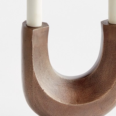 Modern Bronze 2-Taper Metal Candelabra