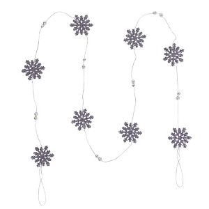Northlight 5' x 2" Purple Snowflake Christmas Garland with Silver Beads, Unlit - 1 of 4