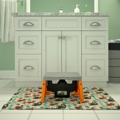 Orange and Gray Foldable Plastic Step Stool