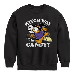 Boys' - Garfield - Witch Way To The Candy Graphic Long Sleeve Fleece Sweatshirt - 1 of 4