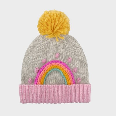 Image of Baby Girls' Rainbow Beanies - Cat & Jack™ Light Gray 12-24M