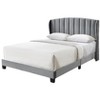 DOMETOUR Velvet Tufted Curved Platform Bed, Queen - Silver Grey - 2 of 4