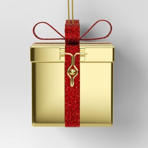 Christmas Gold Metal Gift Box Ornament - Wondershop™ - 1 of 3