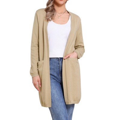 INSPIRE CHIC Women's Long Sleeve Open Front Lightweight Knit Long Cardigan Sweater
