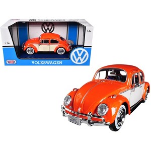 1966 Volkswagen Classic Beetle with Rear Luggage Rack Orange 1/24 Diecast Model Car by Motormax - 1 of 3