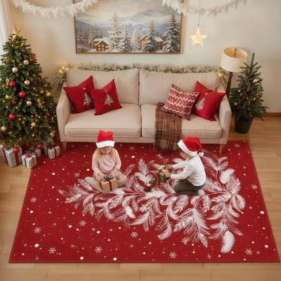 Area Rug & Christmas Rug, Rugs for Living Room, Versatile Washable Rugs for Room Decor & Christmas Decorations