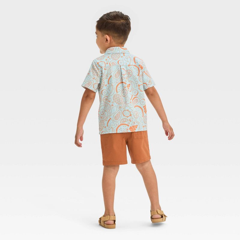 Toddler Boys' Short Sleeve Fruit Button Shirt and Shorts Set - Cat & Jack™ Blue, 3 of 8