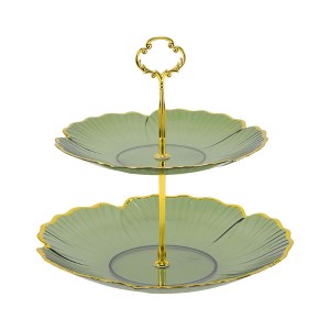 Unique Bargains 2 Tier Dessert Cupcake Stand with Tiered Tray for Donut Fruits - 1 of 4