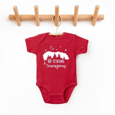 The Juniper Shop Be Strong And Courageous Bear Trees Baby Bodysuit
