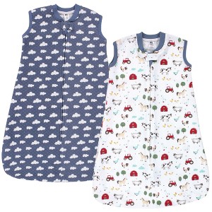 Hudson Baby Infant Boys Premium Quilted Sleeveless Sleeping Bag and Wearable Blanket, Boys Farm Animals - 1 of 3