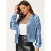 INSPIRE CHIC Women's Party Sequin Sparkle Long Sleeve Cropped Length Zipper Bomber Jacket - image 2 of 4