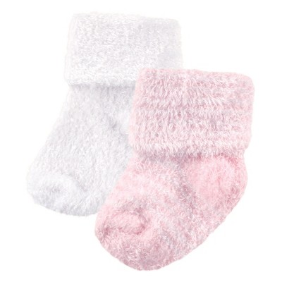 Image of Luvable Friends Baby Girl Chenille Socks, Pink, 0-6 Months