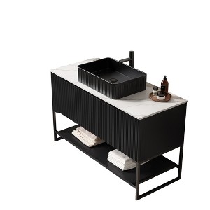 Dexmalle Freestanding Bathroom Storage Cabinet with 3 Doors and Open Shelf - 1 of 4