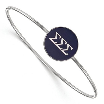 Black Bow Jewelry Sterling Silver Sigma Sigma Sigma Greek Life Bangle Bracelet 6 Inch