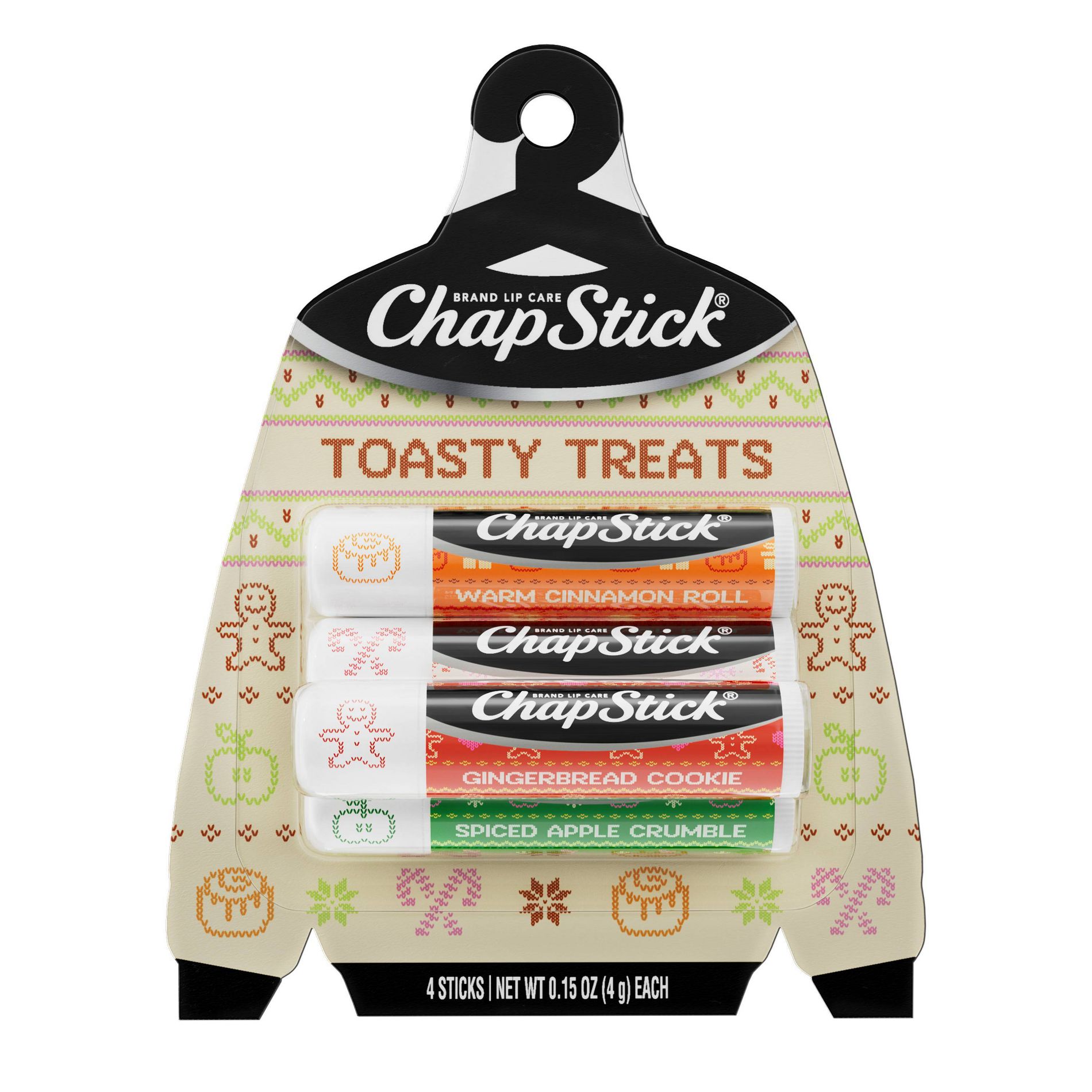 Chapstick Holiday Ugly Sweater Lip Balm - Toasty Treats - 0.15oz/4ct