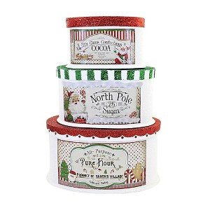 4.5 Inch Sweet Tidings Christmas Boxes North Pole Cocoa Flour Sugar Decorative Boxes - 1 of 3