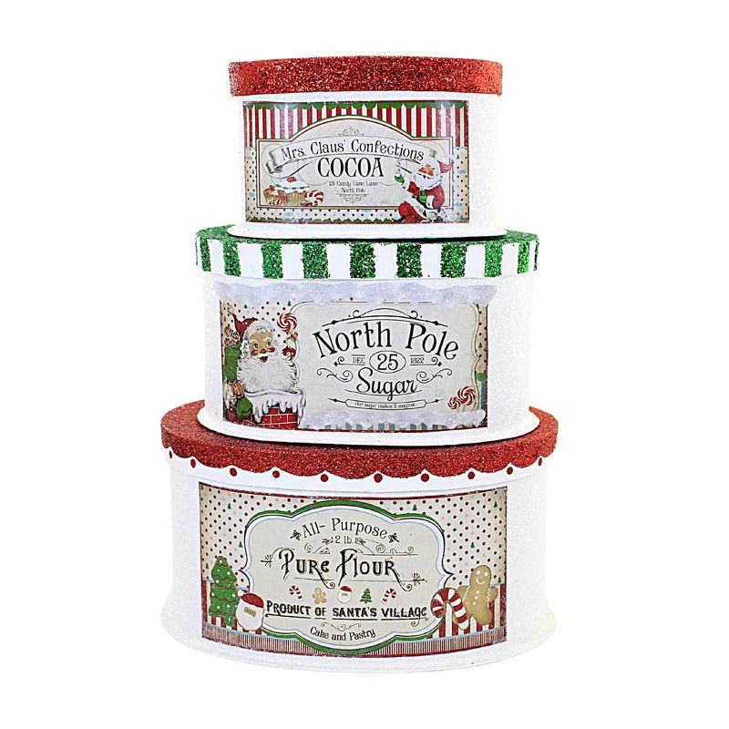 4.5 Inch Sweet Tidings Christmas Boxes North Pole Cocoa Flour Sugar Decorative Boxes, 1 of 4