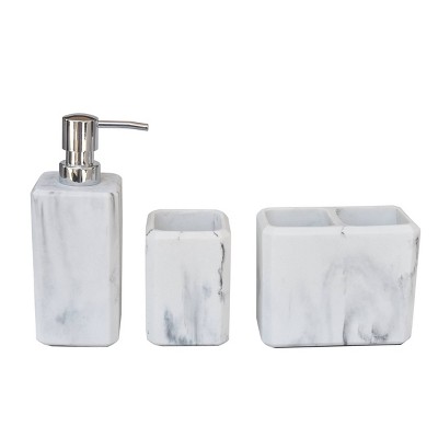 3pc Carbon Marble Bath Accessories Set Gray - 88 Main