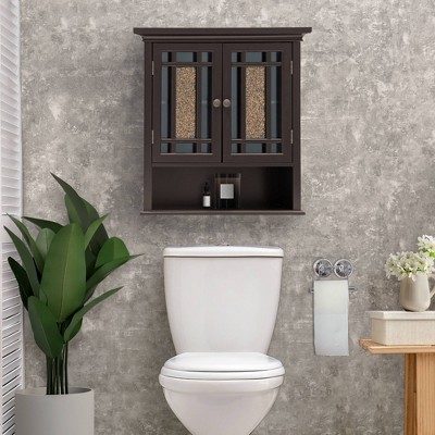 Dark Espresso Glass Mosaic Two-Door Wall Cabinet