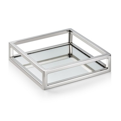  Classic Touch Mirrored Napkin Holder with Chrome Rails- Silver 